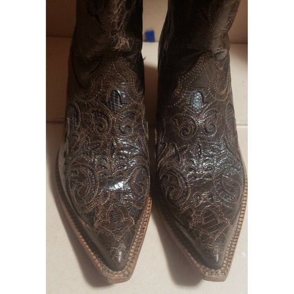 Corral Vintage Leather Inlay Pointed Toe Cowgirl Boots C2109 Size 7.5M in EUC! - Picture 4 of 12